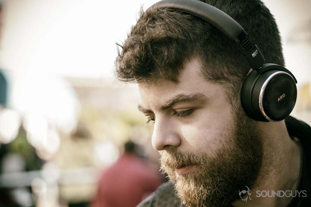 A photo of the AKG N60 NC being worn by Adam Molina.