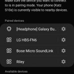 A screenshot displaying how to use Bluetooth on Android with the Bluetooth menu open with the available, desired device highlighted.