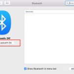 A screenshot for how to use Bluetooth on a Mac of the Bluetooth menu, highlighting the Bluetooth On button