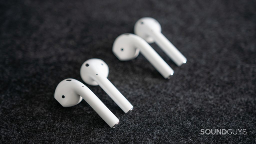 AirPods 2: Pictured are the old and new Airpods next to each other.