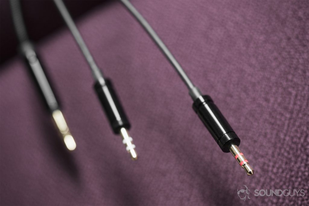 1More Triple-Driver Over-Ear review: The three headphones jacks on the 1.35-meter long cable.