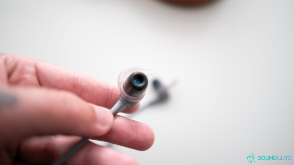 Pictured is the ear tip of the Jaybird X4 in hand.