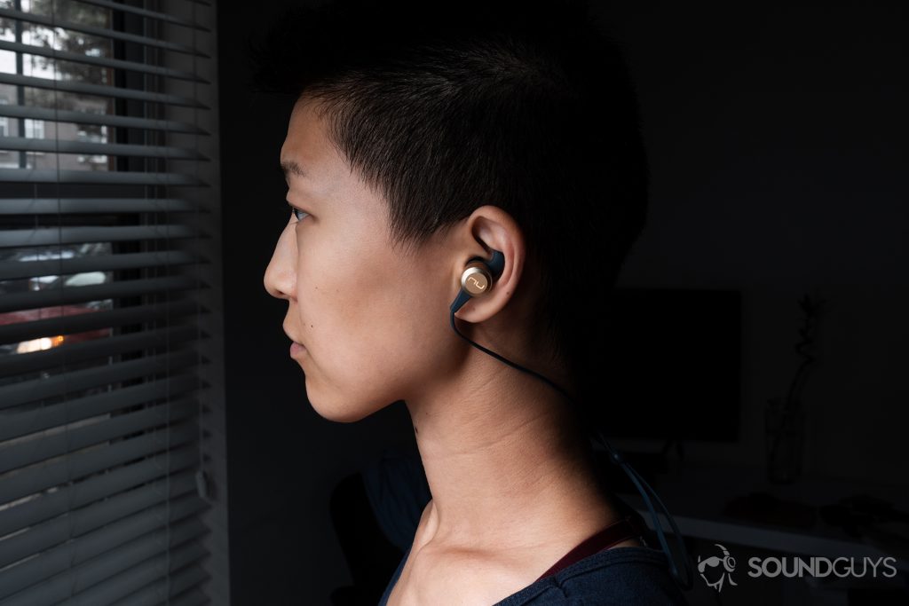 Optoma NuForce Be Live5: Lily wearing the earbuds to show the housing size.