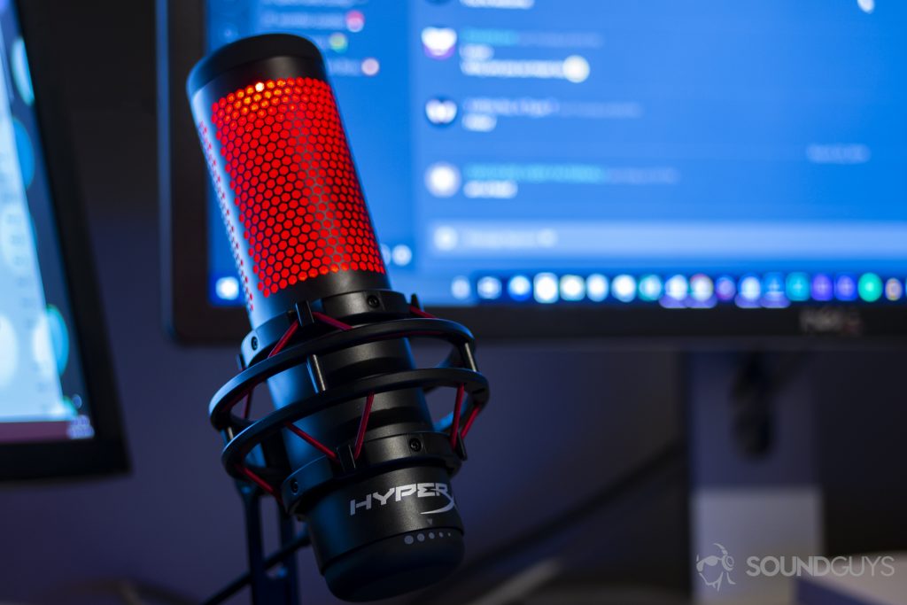 A photo of the HyperX Quadcast microphone.
