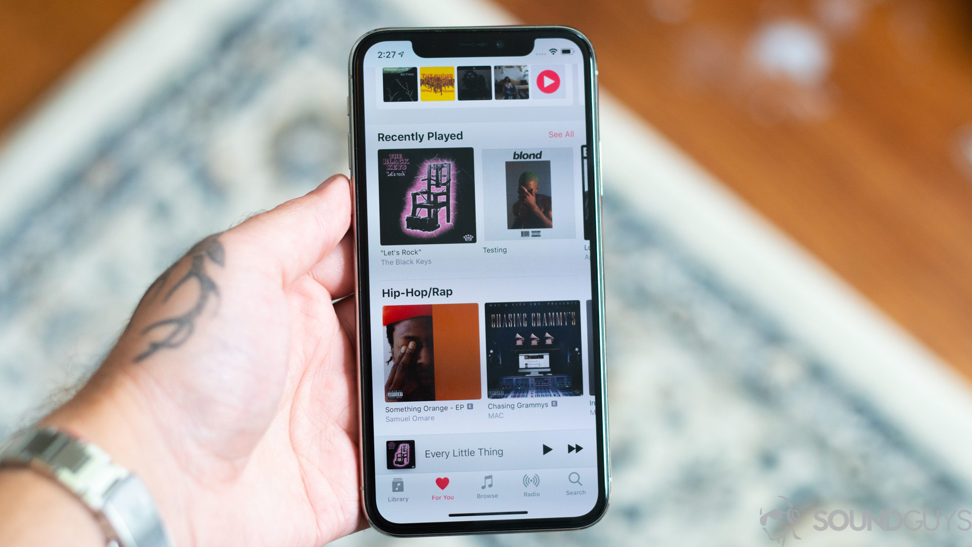 UI Apple Music di iPhone X