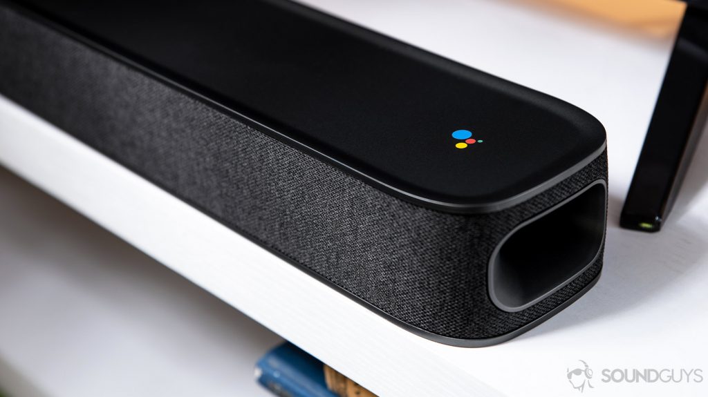 An image of the JBL Link Bar Google Assistant speaker is branded with the Google Assistant logo.