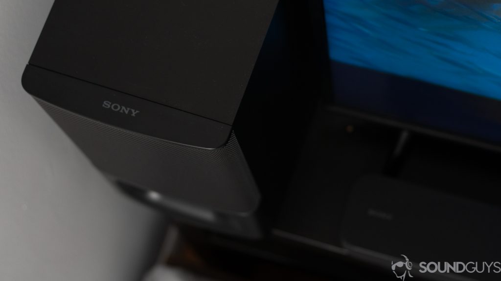 Sony logo on top of the subwoofer and soundbar