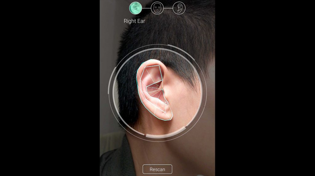 A screenshot of head mapping in the Creative Super X-Fi mobile app.
