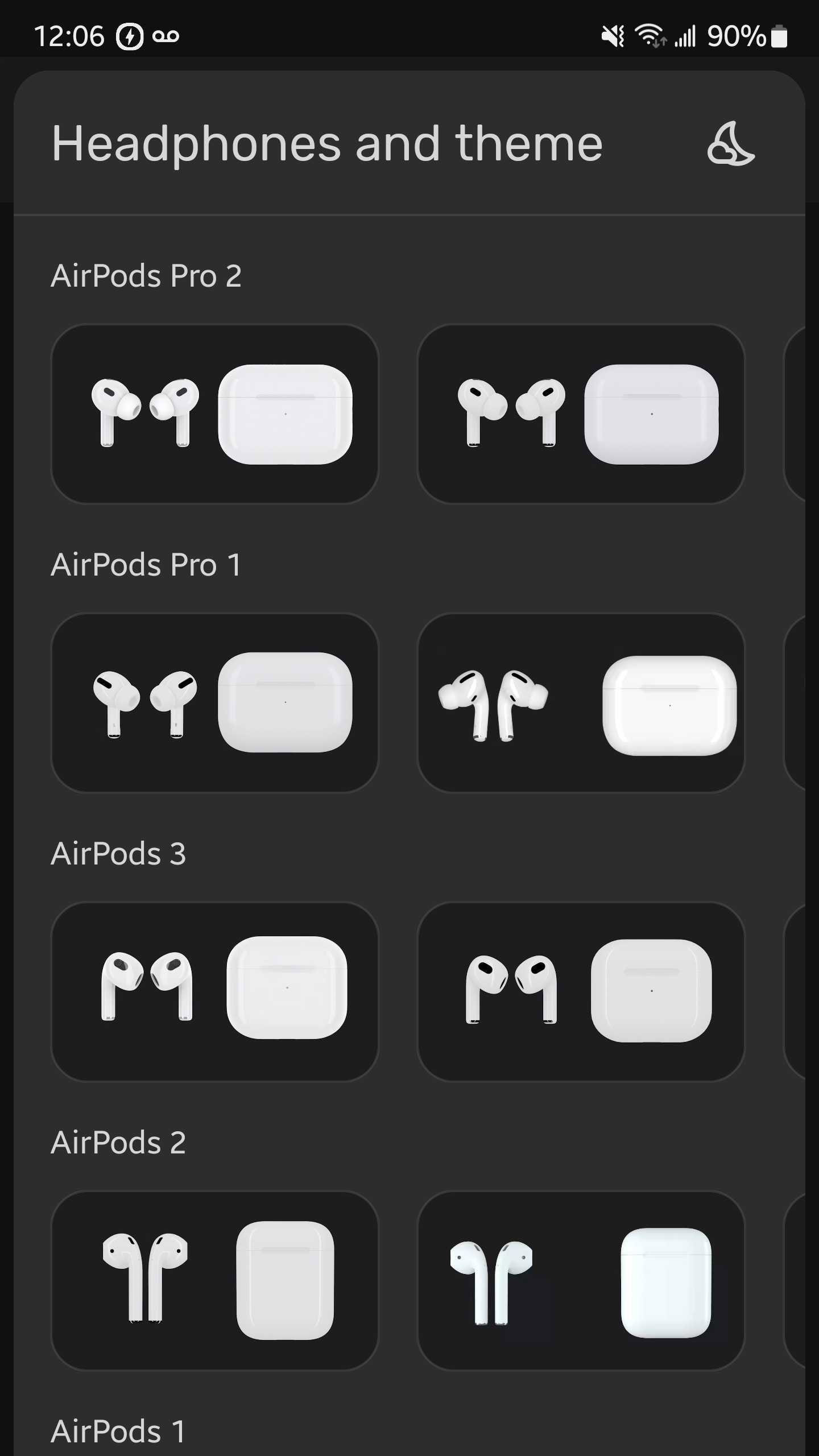 MaterialPods app AirPods model selection