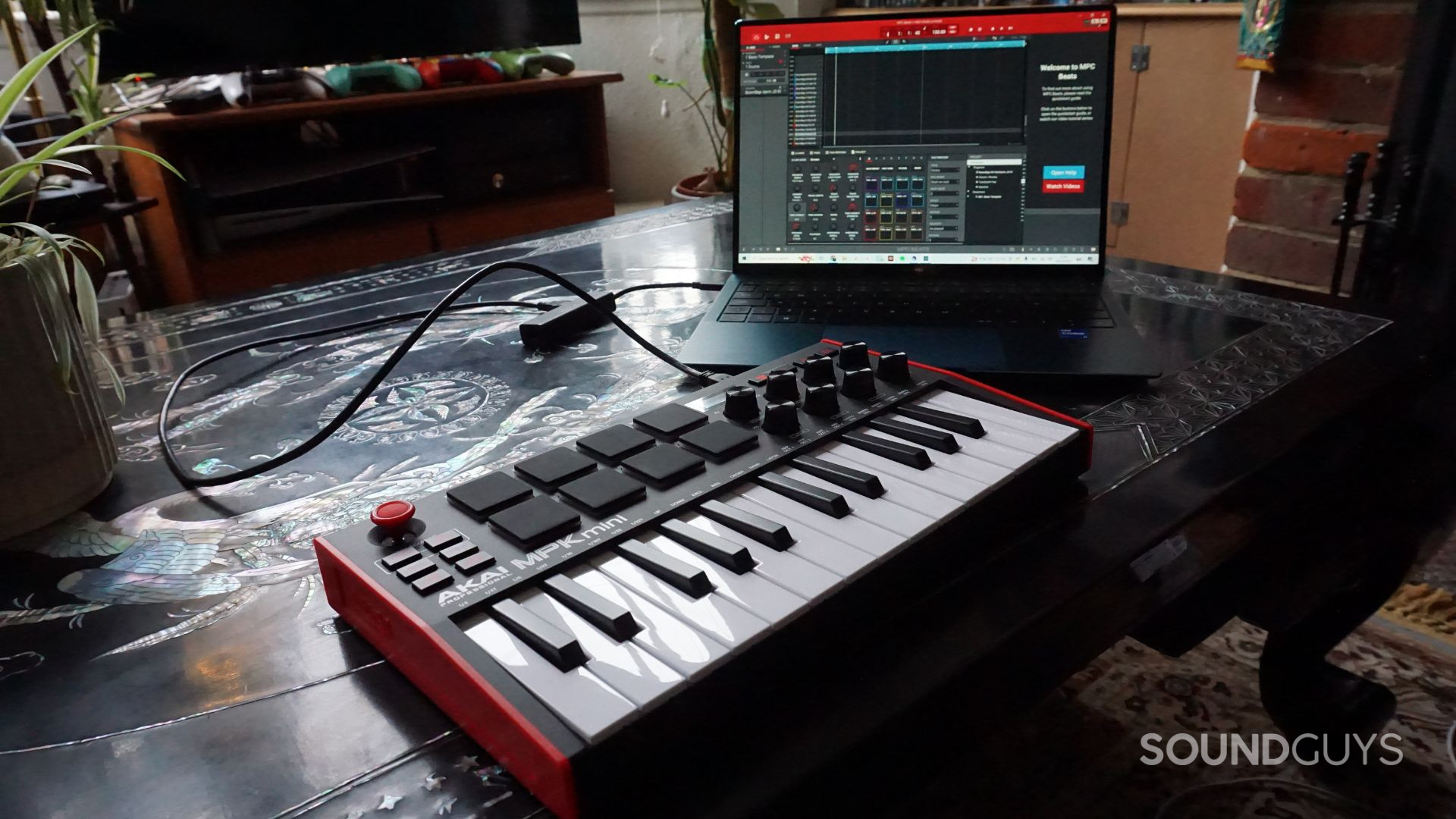 The AKAI Professional MPK Mini MK3 is powered and connects to your DAW via USB-A