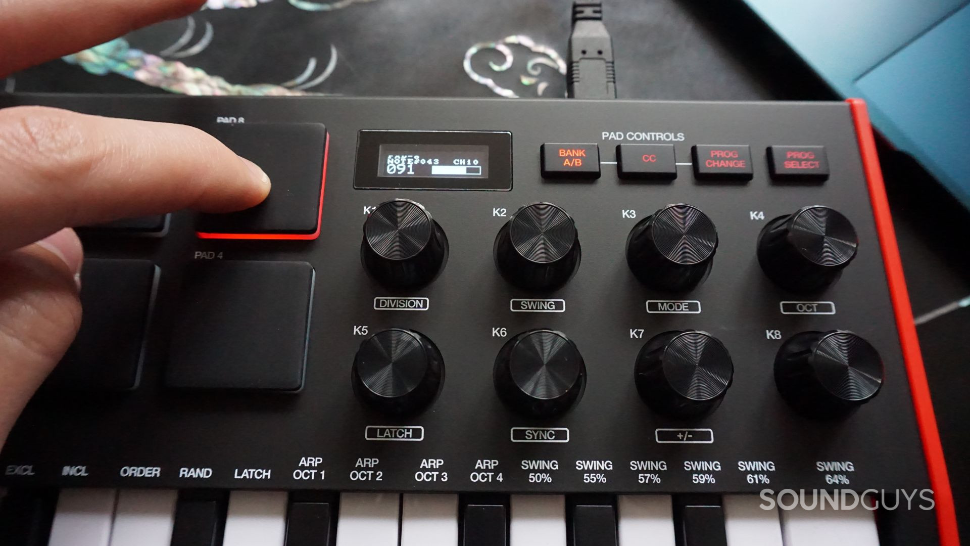 The AKAI MPK Mini MK3 features a Bank A/B button, allowing 16 unique pad sounds