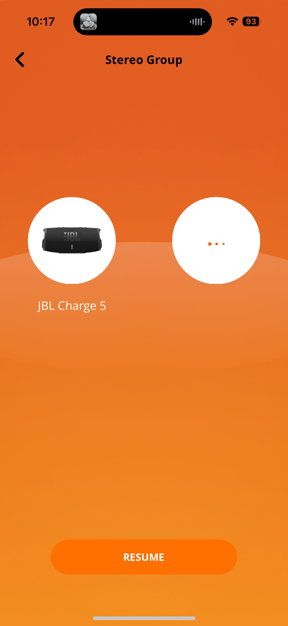 Screen shot of the JBL Portable app while connected to a JBL Charge 5.