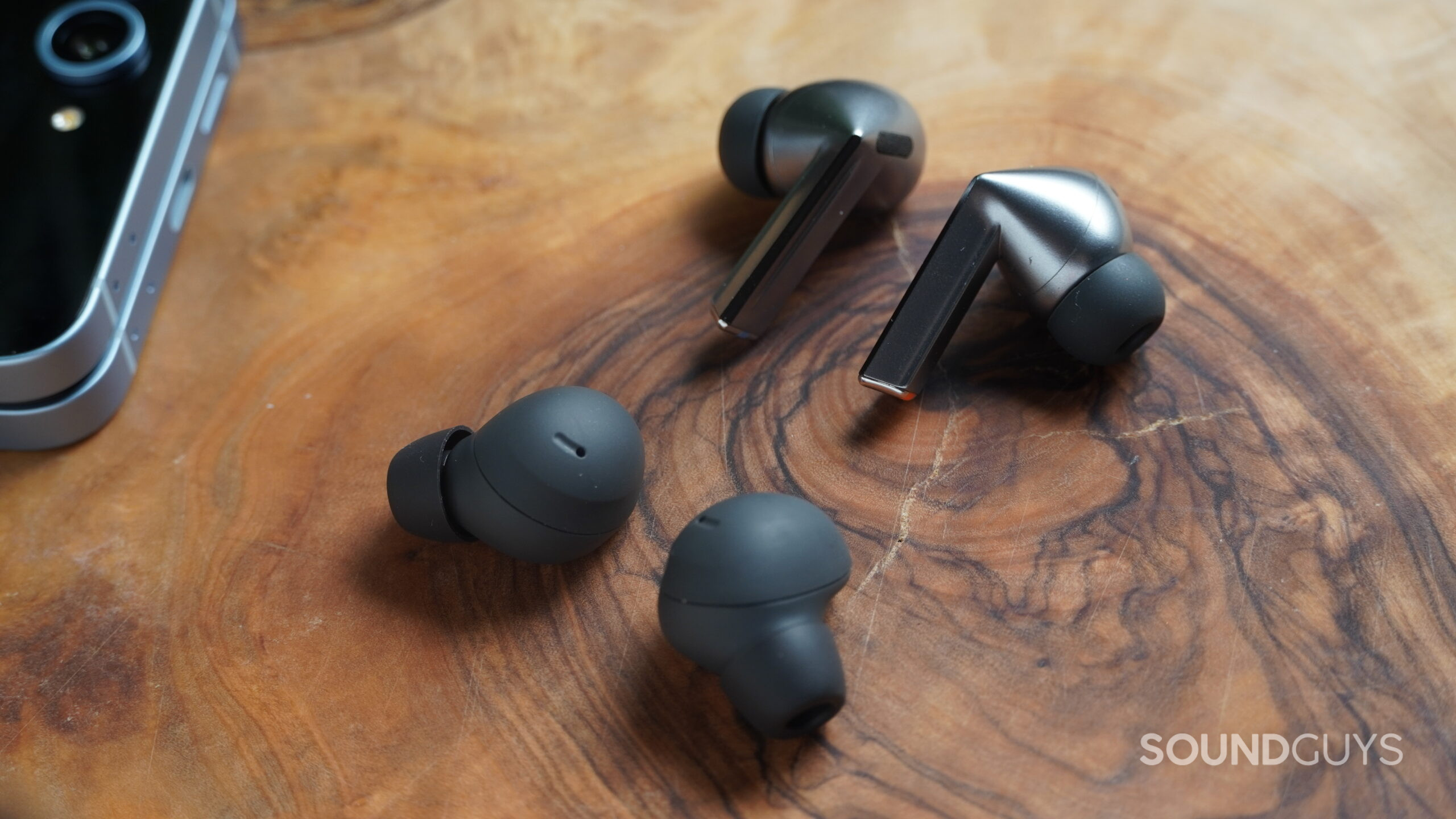 samsung galaxy buds 3 pro and buds 2 pro earbuds close-up