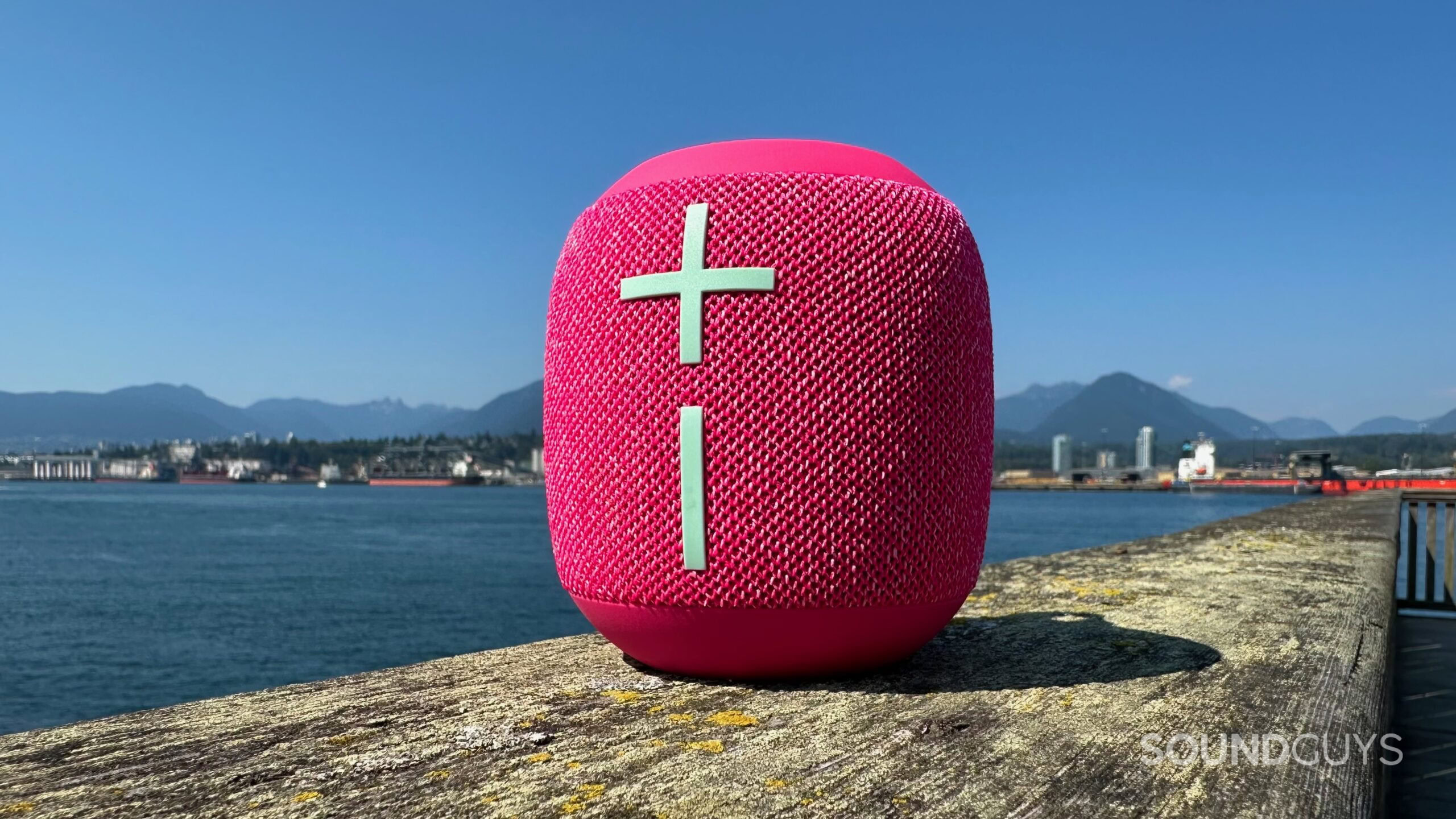 An Ultimate Ears Wonderboom 4 on a pier.