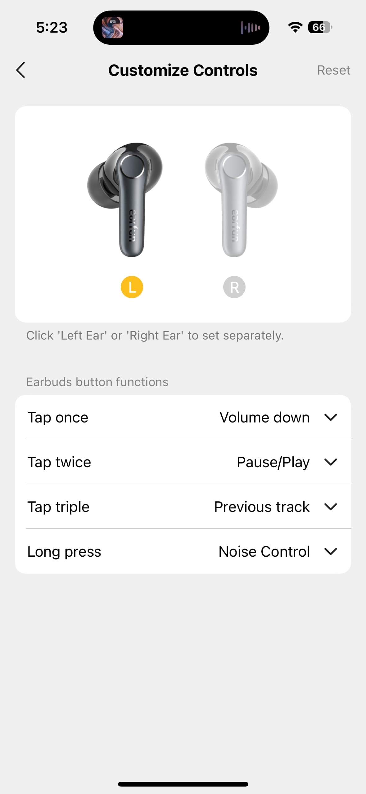 EarFun Audio app showing the EarFun Air Pro 4 controls.