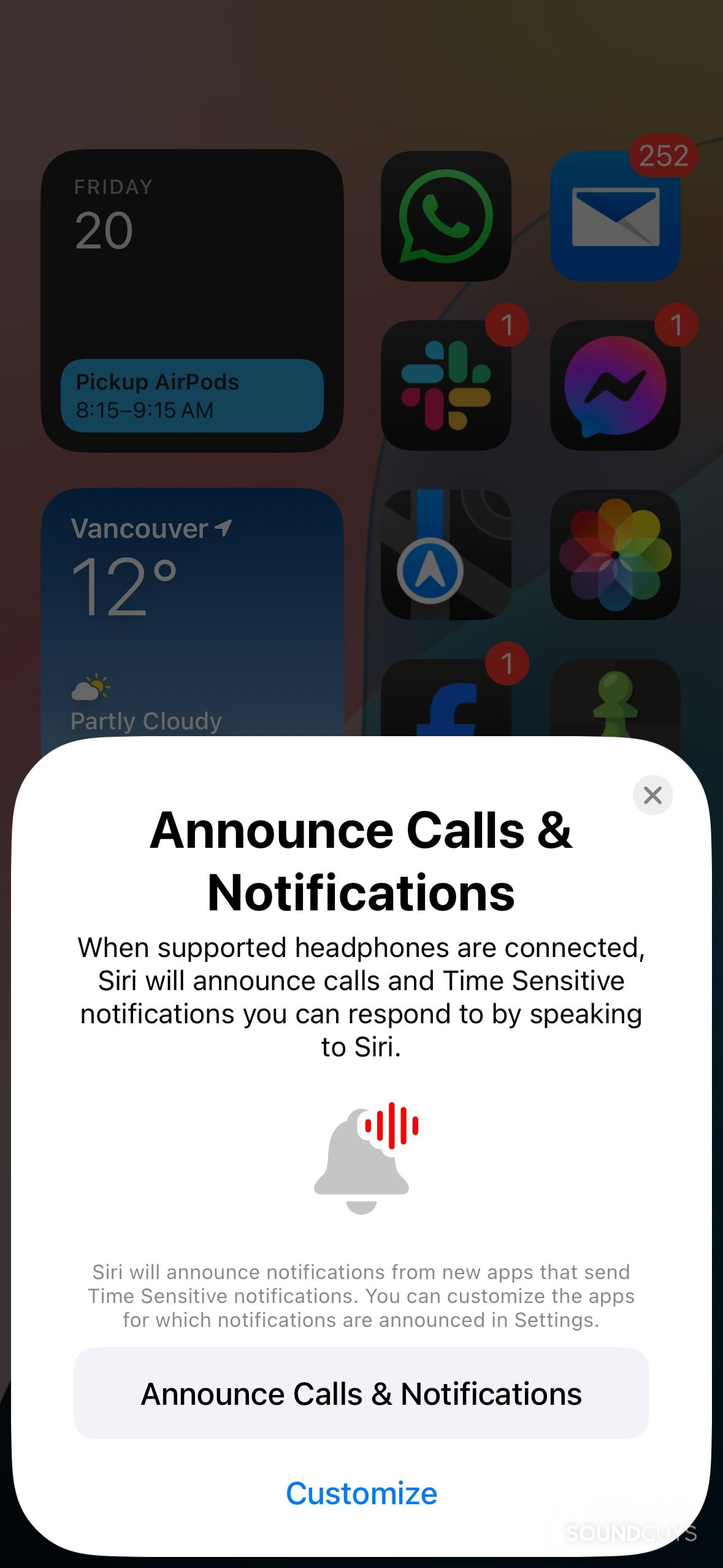 AirPods 4 announce calls and notifications card.