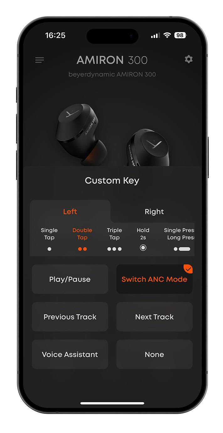 Beyerdynamic AMIRON 300 app controls.