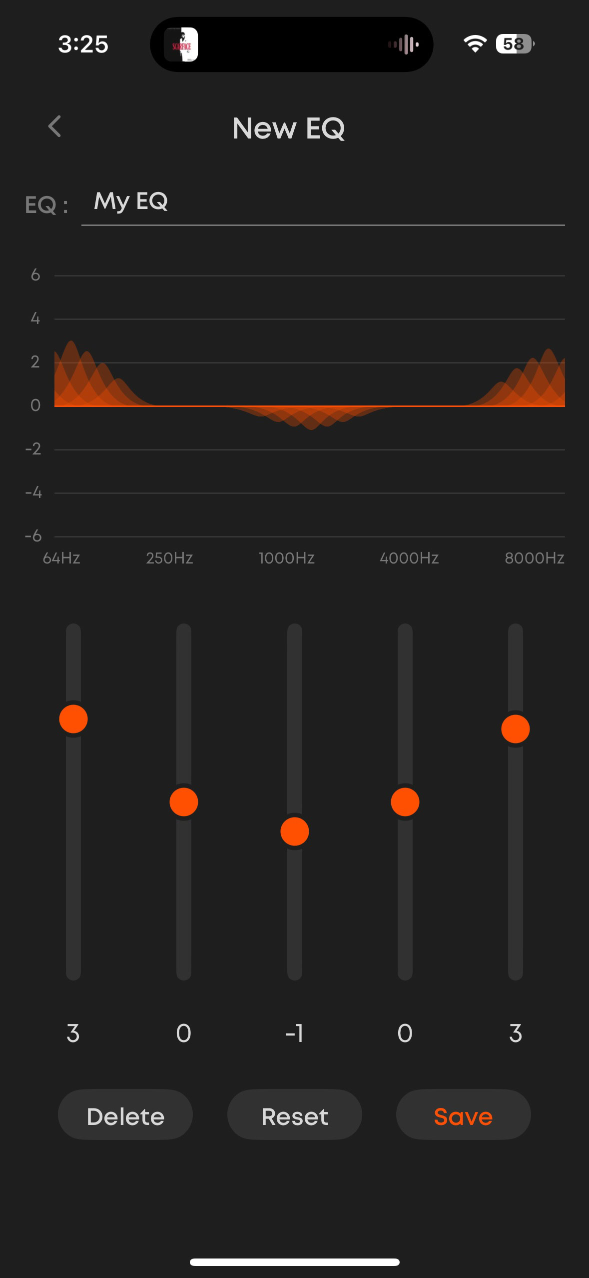 A screenshot of the Beyerdynamic app while connected to the Verio 200 earbuds.