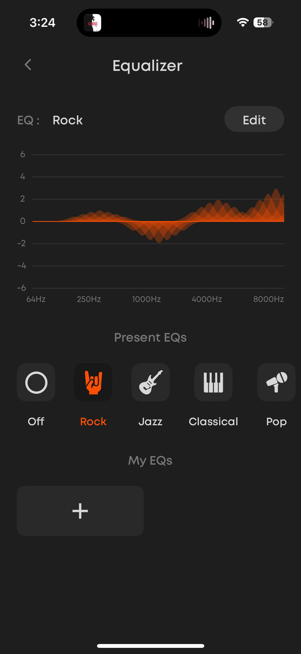 A screenshot of the Beyerdynamic app while connected to the Verio 200 earbuds.