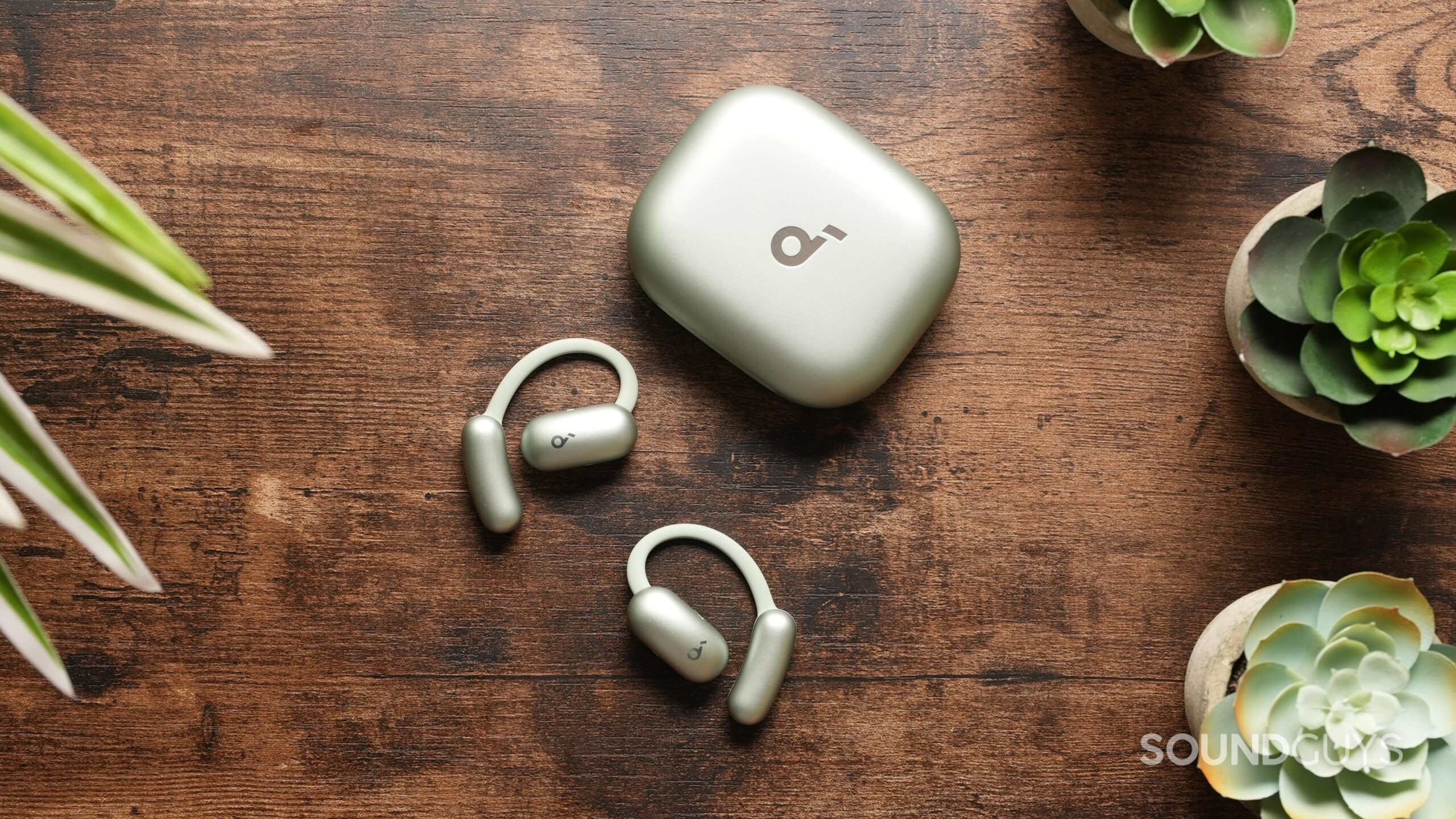 Top down photo of the Anker Soundcore AeroFit 2 open-ear earbuds.