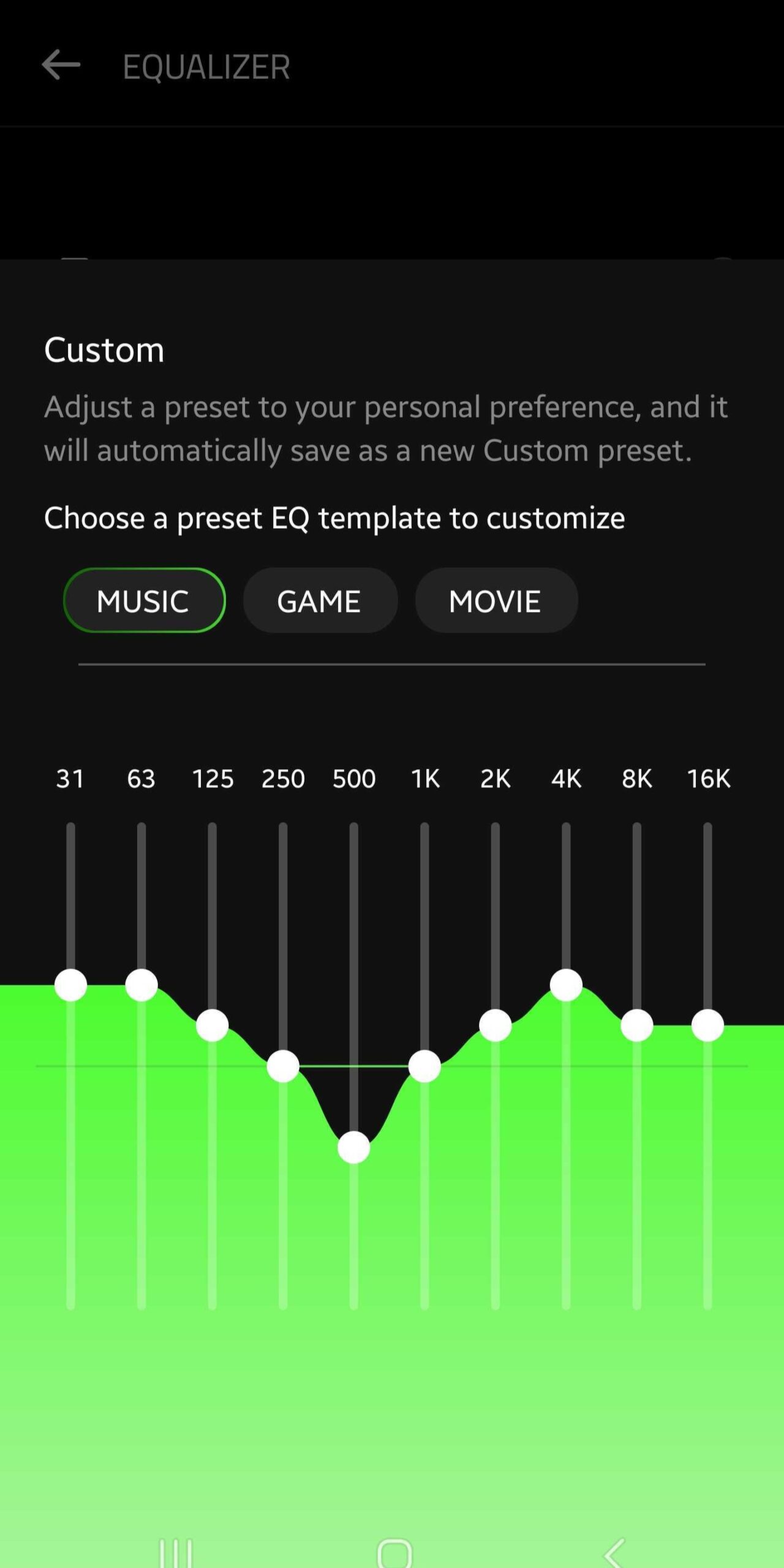 Razer Audio app EQ