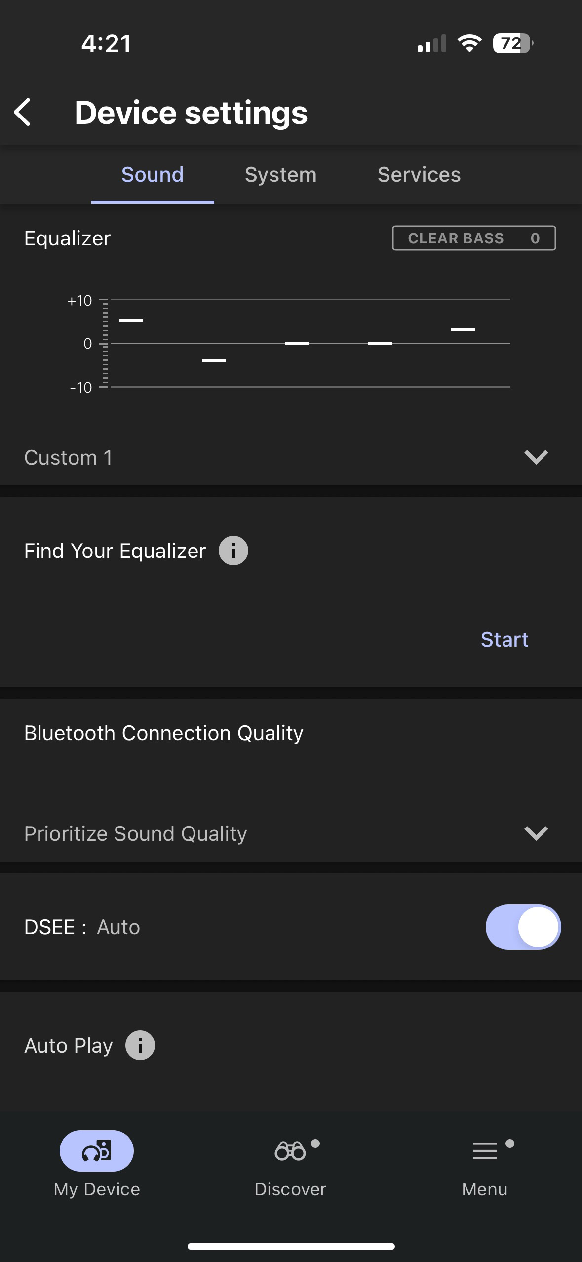 Screen shot of the Sony Sound Connect app while connected to the LinkBuds Speaker