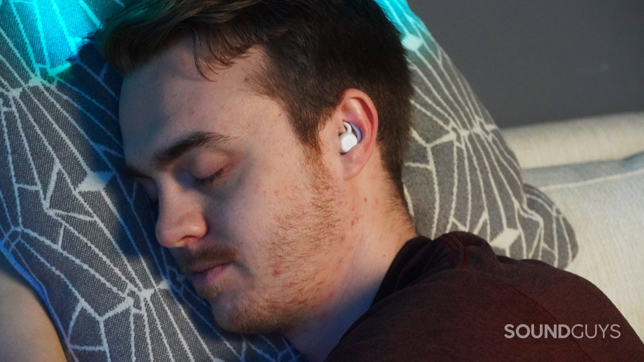 adam sleeping with ozlo sleepbuds