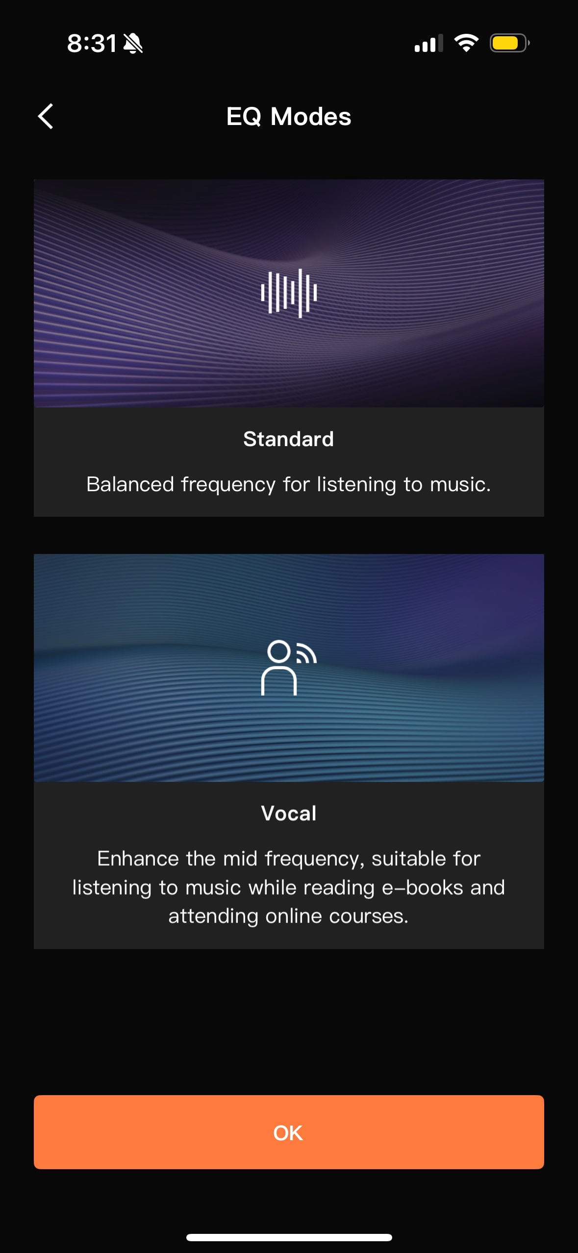 The Shokz app displays the Shokz OpenMeet UC EQ presets.