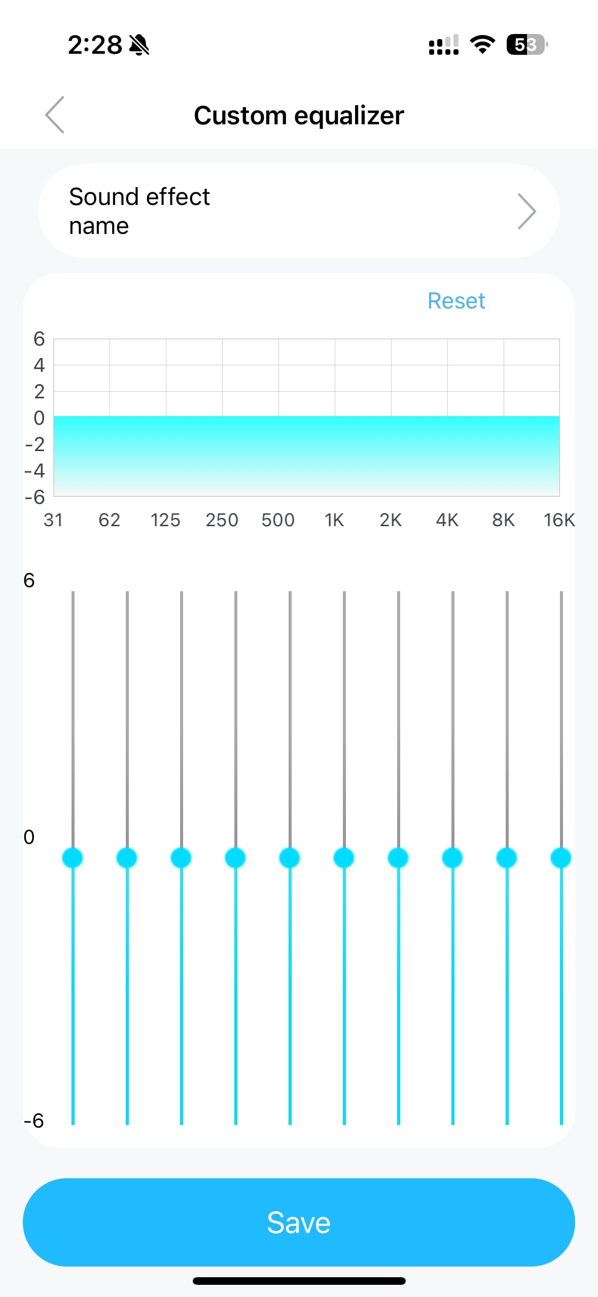 A screenshot of the PeatsAudio app for the SoundPEATS Capsule3 Pro Plus showing the custom EQ.