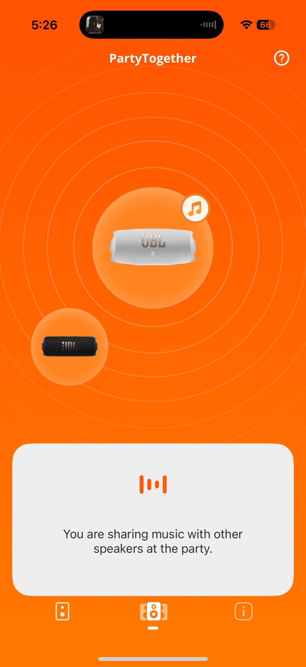 Screenshot of the JBL Portable app while connected to a Charge 6.